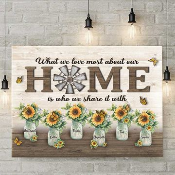 Discover What We Love Most About Our Home - Personalized Horizontal Canvas - Gift For Couples, Husband Wife