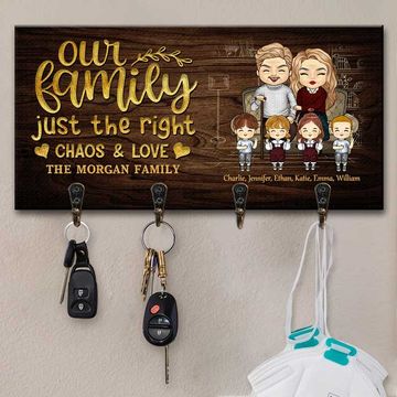 Discover Our Family Just The Right Chaos And Love - Personalized Key Hanger, Key Holder - Gift For Couples, Husband Wife