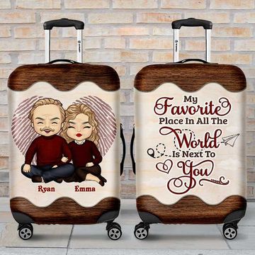 Discover My Favorite Place In All The World Is Next To You - Gift For Couples, Husband Wife - Personalized Luggage Cover