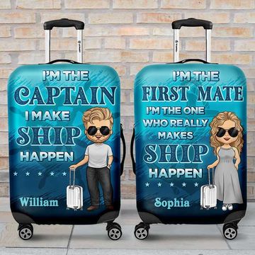 Discover I'm The Captain, I Make Ship Happen - Gift For Couples, Husband Wife - Personalized Luggage Cover