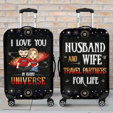 Discover Love You In Every Universe - Personalized Luggage Cover - Gift For Couples, Husband Wife
