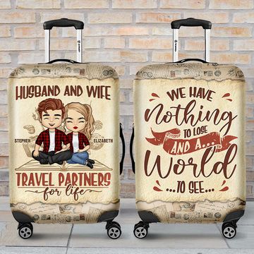 Discover Have A World To See - Personalized Luggage Cover - Gift For Couples, Husband Wife