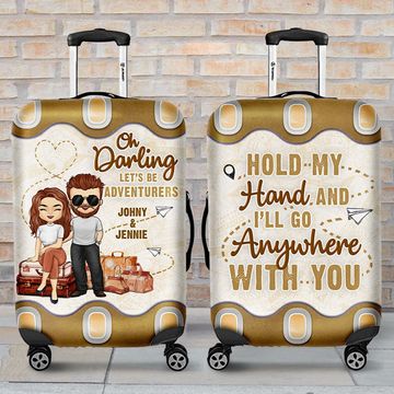 Discover I'll Go Anywhere With You - Personalized Luggage Cover - Gift For Couples, Husband Wife