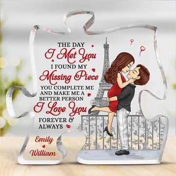 Discover I Love You Forever And Always - Couple Personalized Custom Puzzle Shaped Acrylic Plaque - Gift For Husband Wife, Anniversary