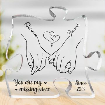 Discover You Are My Heart, My Life - Couple Personalized Custom Puzzle Shaped Acrylic Plaque - Gift For Husband Wife, Anniversary