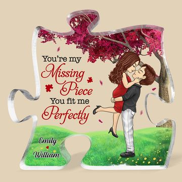 Discover You Complete Me And Make Me A Better Person - Couple Personalized Custom Puzzle Shaped Acrylic Plaque - Christmas Gift For Husband Wife, Anniversary