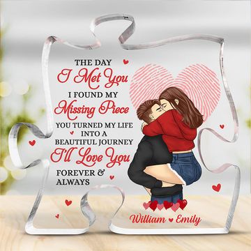 Discover You Turned My Life Into A Beautiful Journey - Couple Personalized Custom Puzzle Shaped Acrylic Plaque - Gift For Husband Wife, Anniversary