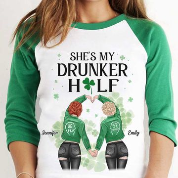 Discover She Is My Drunker Half Personalized St. Patrick's Day Baseball Tee