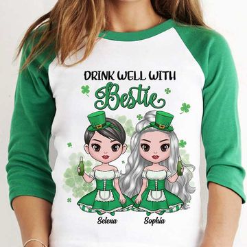 Discover Drink Well With Bestie Personalized St. Patrick's Day Baseball Tee