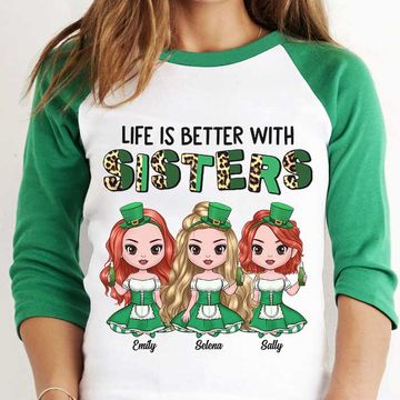 Discover Life Is Better With Sisters Personalized St. Patrick's Day Baseball Tee
