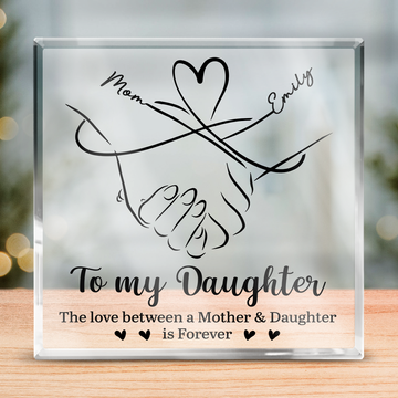 Discover Mother And Daughter Forever Linked Together Family Personalized Custom Square Shaped Acrylic Plaque