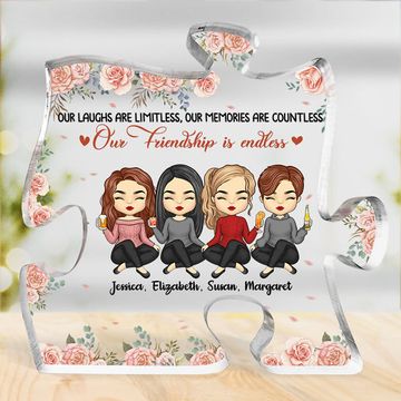 Discover Our Friendship Is A True Blessing Bestie Personalized Custom Puzzle Shaped Acrylic Plaque