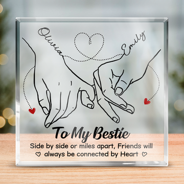 Discover True Friendship Knows No Distance Bestie Personalized Custom Square Shaped Acrylic Plaque