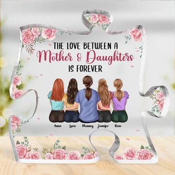 Discover Mom We Love You With All Our Hearts Family Personalized Custom Puzzle Shaped Acrylic Plaque
