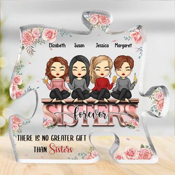 Discover There Is No Greater Gift Than Sisters Bestie Personalized Custom Puzzle Shaped Acrylic Plaque