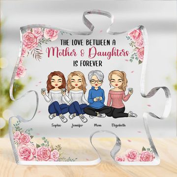 Discover The Love Between Us Is Forever Mother's Day Gift Personalized Custom Puzzle Shaped Acrylic Plaque