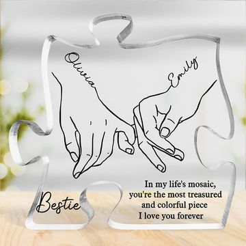 Discover I'll Be There Pinky Promise Bestie Christmas Gift Personalized Custom Puzzle Shaped Acrylic Plaque