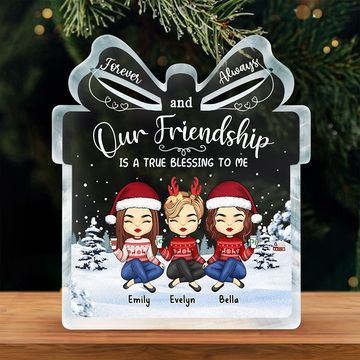 Discover Our Friendship Is A True Blessing Bestie Personalized Custom Gift Box Shaped Acrylic Plaque