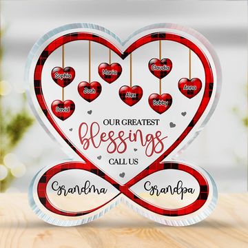 Discover Love Being Called Grandma Grandpa Family Personalized Custom Infinity Heart Shaped Acrylic Plaque