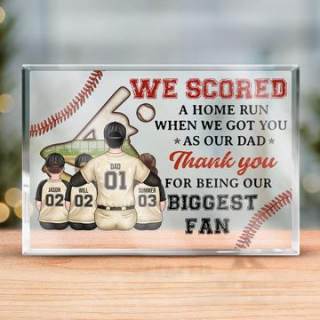 Discover We Scored A Home Run When We Got You As Our Dad Family Personalized Custom Rectangle Shaped Acrylic Plaque