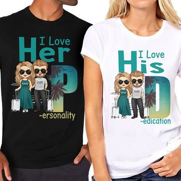 Discover I Love Her Personality Customize Matching Couple Husband Wife Anniversary Gift T-Shirt