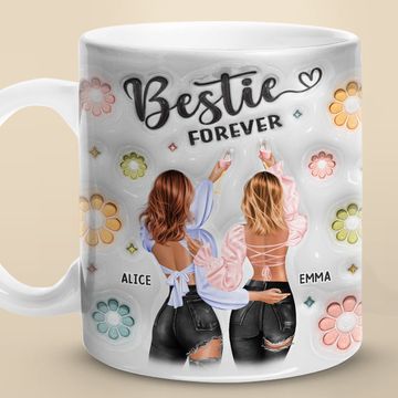 Discover Besties Forever 3D Inflated Effect Printed Custom Personalized Custom Bestie Mug