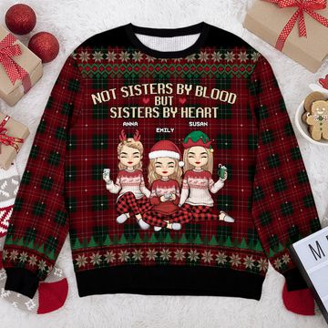 Discover BFF Sisters By Heart Bestie Wool Jumper Personalized Custom Christmas Ugly Sweatshirt