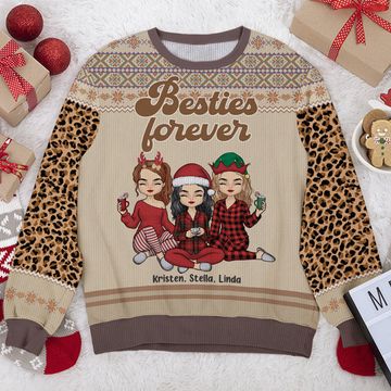 Discover Besties Forever Christmas Wool Jumper Personalized Custom Ugly Sweatshirt