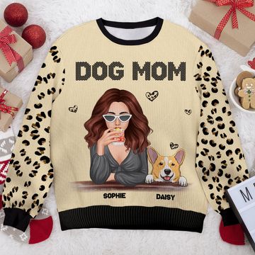 Discover I'm A Happy Dog Mom Personalized Custom Wool Unisex Ugly Christmas Sweatshirt