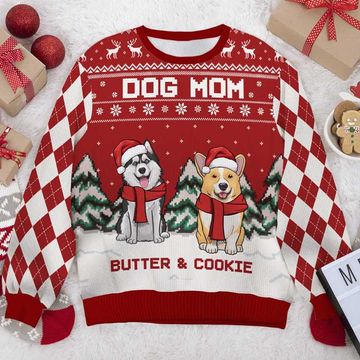 Discover Merry Christmas Dog Dad Dog Mom Personalized Custom Unisex Ugly Christmas Gift Sweatshirt