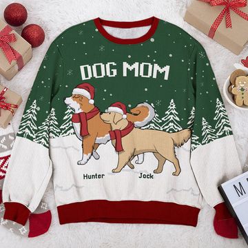 Discover I'm Proud To Be A Dog Dad Dog Mom Personalized Custom Unisex Ugly Xmas Gift Wool Sweatshirt