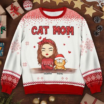 Discover The Purrfect Cat Mom Christmas Gift For Pet Lover Unisex Wool Jumper Personalized Ugly Sweatshirt