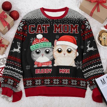 Discover Proud To Become A Cat Mom Christmas Gift For Pet Lover Unisex Wool Jumper Personalized Ugly Sweatshirt
