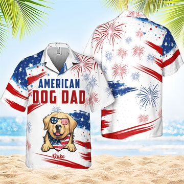 Discover American Pet Dad Personalized Pet Lovers Gift Hawaiian Shirt