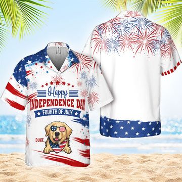 Discover Happy Fourth Of July Gift For Dad Pet Lovers Personalized Hawaiian Shirt