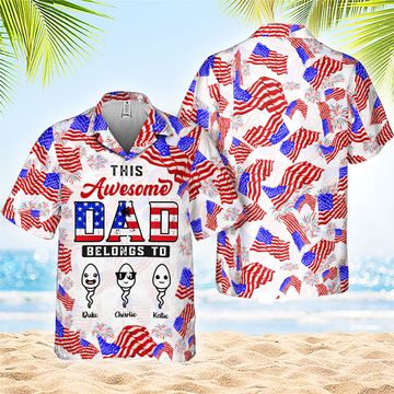 Discover This Awesome Dad Belongs To Father's Day Daddy Birthday Gift Personalized Unisex Hawaiian Shirt