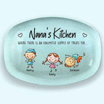 Discover Kitchen Where Memories Are Made And Grandkids Are Spoiled Family Mother's Day Gift Personalized Custom Resin Platter