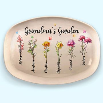 Discover Grandma's Lovely Garden Family Mother's Day Grandmother Gift Personalized Custom Resin Platter