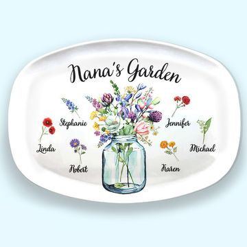 Discover My Grandma's Garden Family Mother's Day Grandmother Gift Personalized Custom Resin Platter