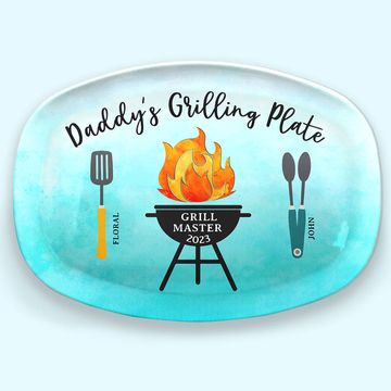 Discover Daddy's Grilling Plate Father's Day Birthday Gift Family Personalized Custom Resin Platter