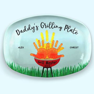 Discover Daddy Grill Master Father's Day Birthday Gift Family Personalized Custom Resin Platter