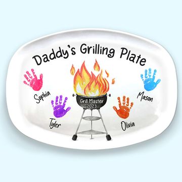 Discover Best Dad's Grilling Plate Father's Day Birthday Gift Family Personalized Custom Resin Platter