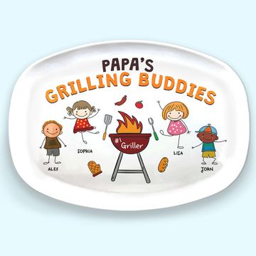 Discover Grilling Buddies Father's Day Birthday Gift Family Personalized Custom Resin Platter