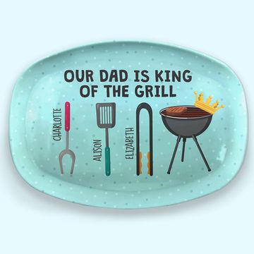 Discover Dad Is King Of The Grill Custom Father's Day Birthday Gift Family Member Personalized Resin Platter