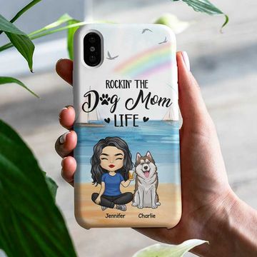 Discover Rockin' The Dog Mom Life  Personalized Custom Dogs Lover Mother's Day Gift Phone Case