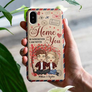 Discover Home Is Wherever I Am With You Couples Personalized Custom Gift Phone Case