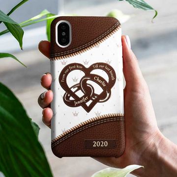 Discover From Our First Kiss Till Our Last Breath Heart Design Couples Gift Personalized Custom Phone Case