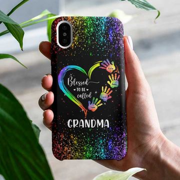 Discover Colorful Blessed To Be Called Grandma Mom Grandma Mother's Day Gift Personalized Phone Case