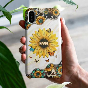 Discover Nana Grandma Mom Kids Family Sunflower Grandma Mother's Day Gift Personalized Phone Case