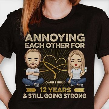 Discover Many Years Annoying Each Other - Personalized Unisex T-Shirt - Gift For Couple, Husband Wife, Anniversary, Engagement, Wedding, Marriage Gift